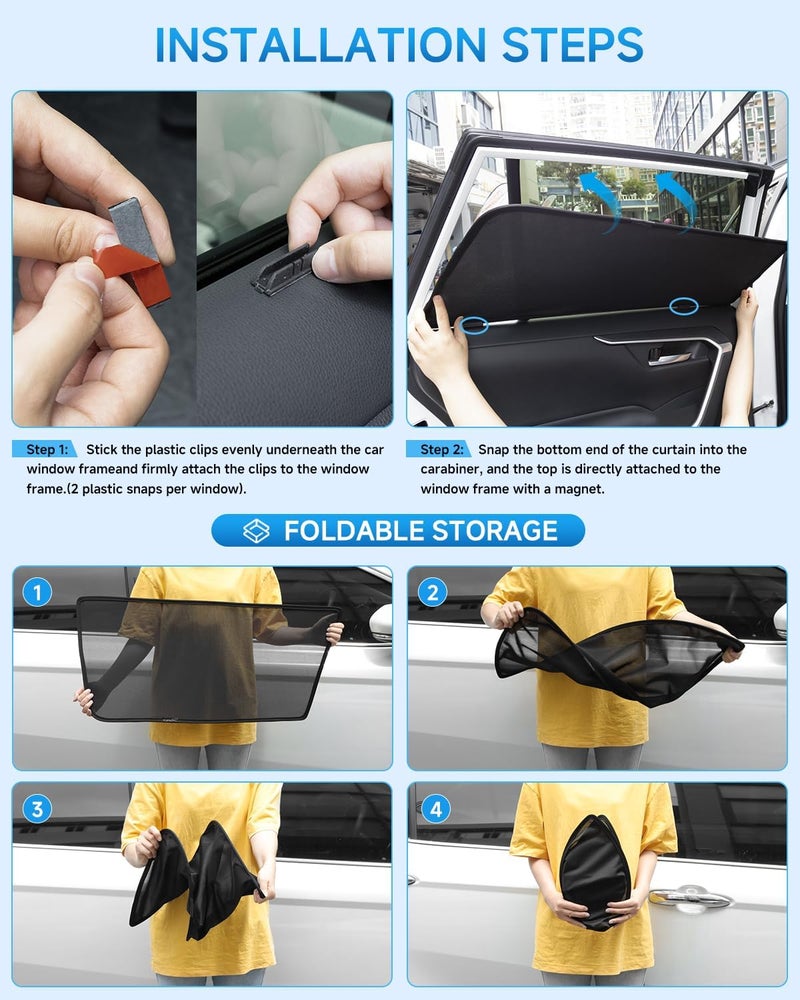 RSACET Car Window Shades for Honda-CRV(2017-2022),4 Pack Car Window Cover for Baby Sun Shade Blocker Breathable Mesh,Reduce UV Rays & Heat Insulation Privacy Protection for Camping, Travel, Sleep - Image 4